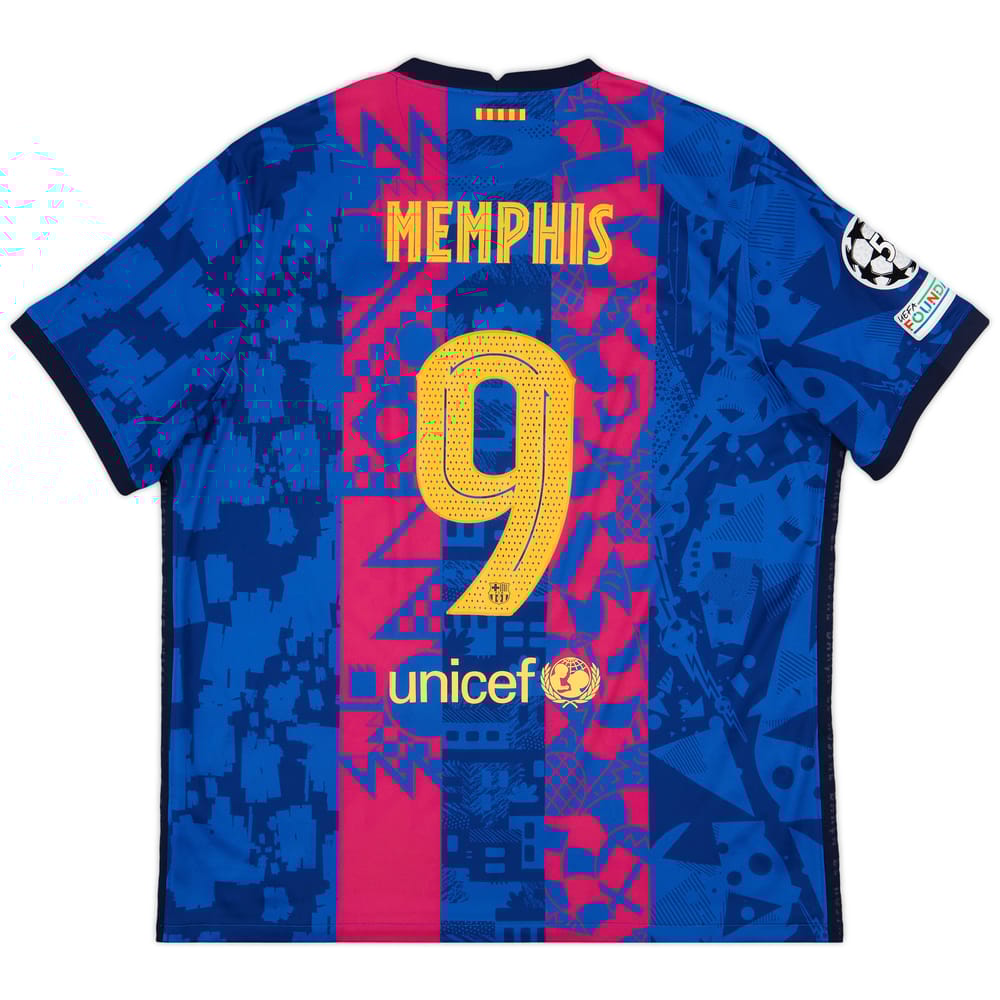 2021-22 Barcelona Third Shirt Memphis #9 - 8/10 - (XXL)