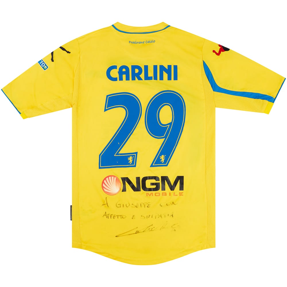 2013-14 Frosinone Match Issue Signed Home Shirt Carlini #29