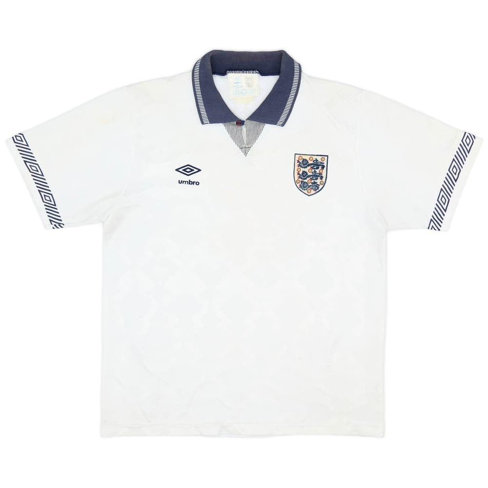 1990-92 England Home Shirt #7 - 8/10 - (L)