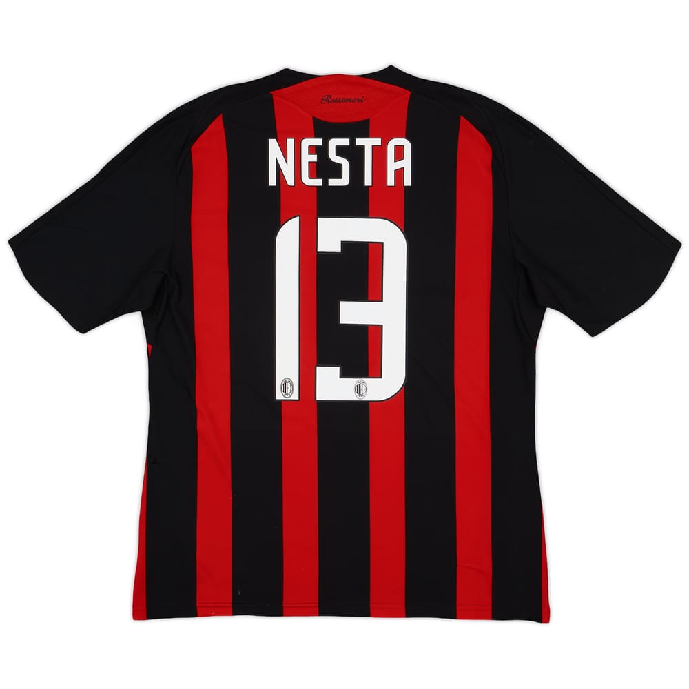 2008-09 AC Milan Home Shirt Nesta #13 - 8/10 - (L)