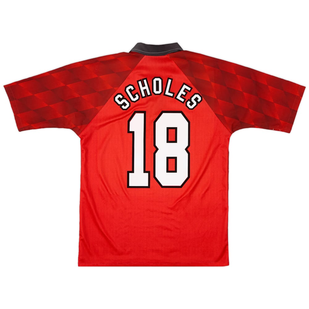 1996-98 Manchester United Home Shirt Scholes #18 - 8/10 - (XL)