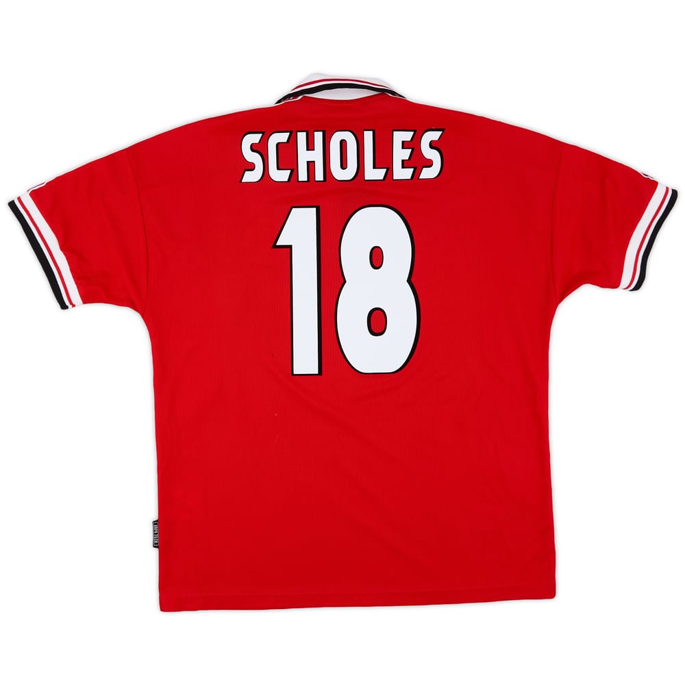 1998-00 Manchester United Home Shirt Scholes #18 - 9/10 - (XL)