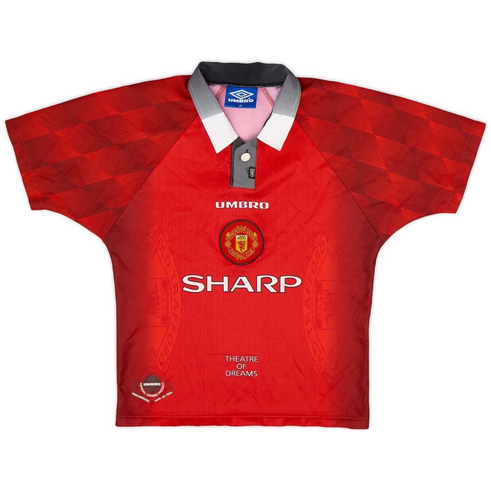 1996-98 Manchester United Home Shirt - 8/10 - (L.Boys)