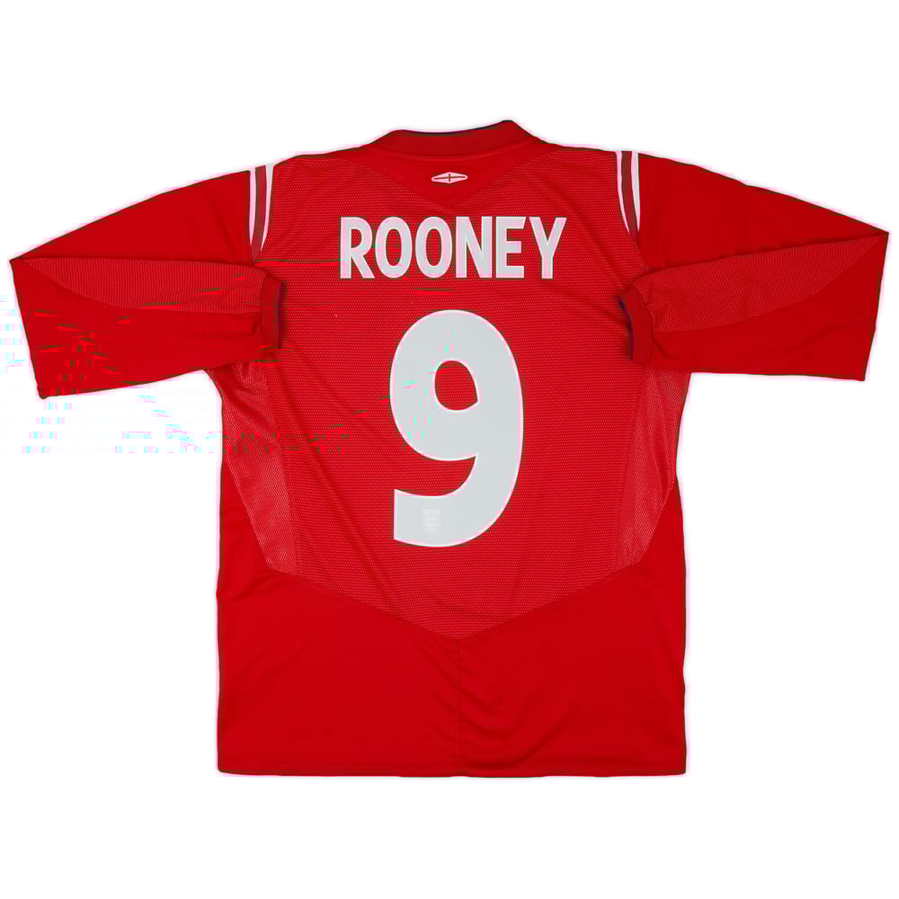 2004-06 England Away L/S Shirt Rooney #9 - 7/10 - (M)