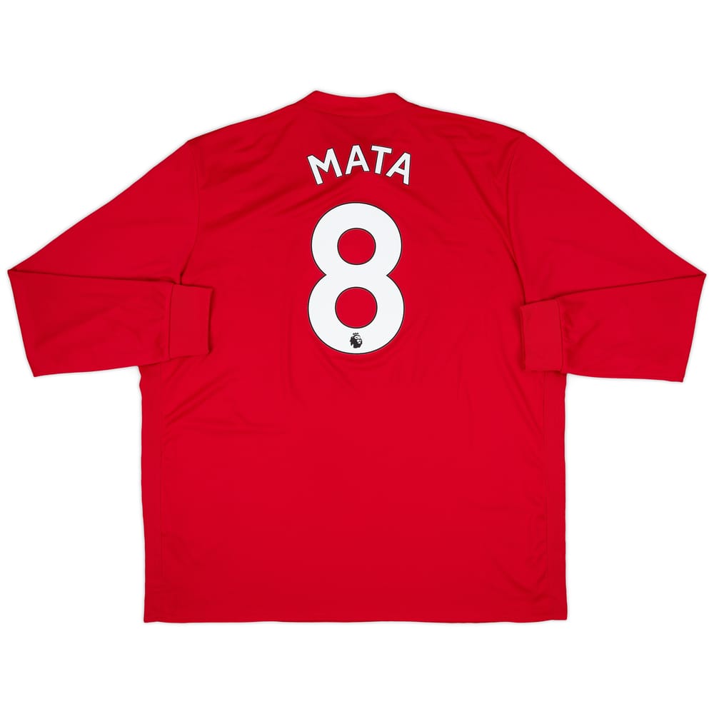 2017-18 Manchester United Home L/S Shirt Mata #8 - 9/10 - (XXL)