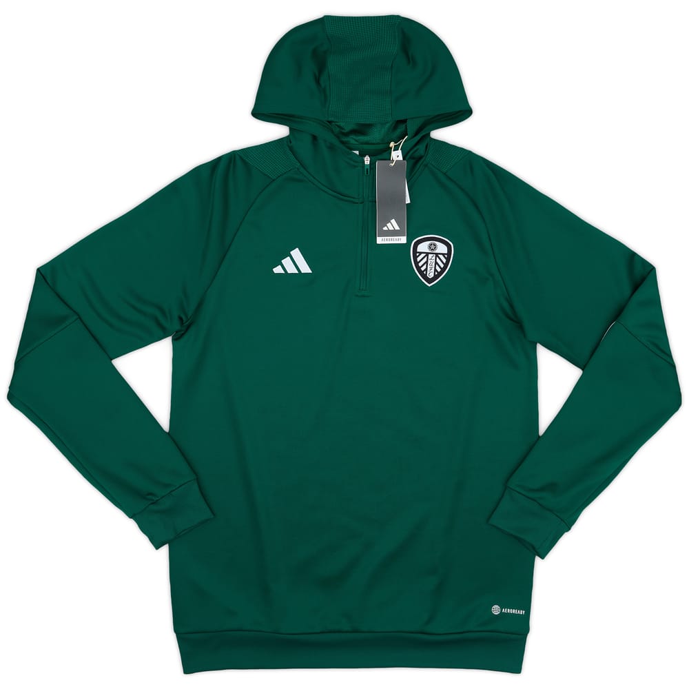 2023-24 Leeds United adidas 1/4 Zip Hooded Top (S)