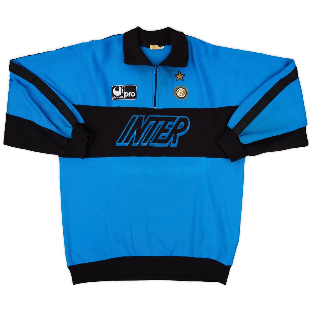 1990-91 Inter Milan UHLSport 1/4 Zip Sweat Top - 7/10 - (L)