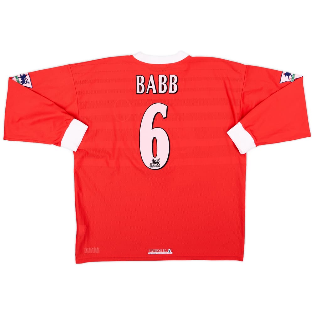1998-00 Liverpool Match Issue Home L/S Shirt Babb #6