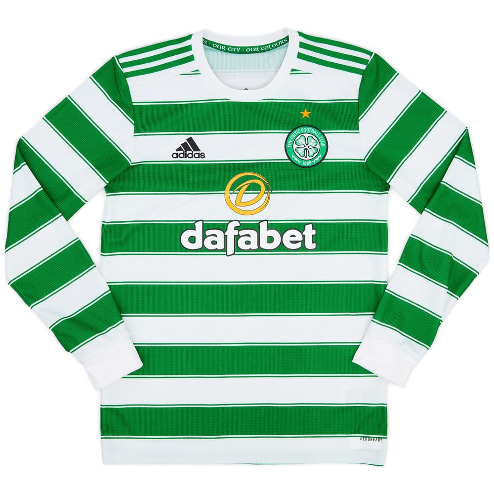 2021-22 Celtic Home L/S Shirt - 9/10 - (S)