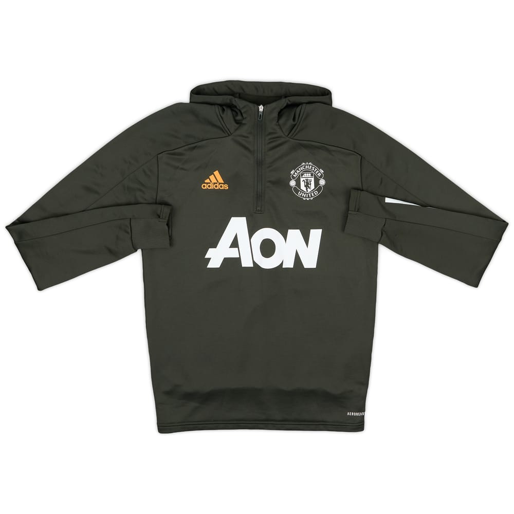 2020-21 Manchester United adidas Hooded 1/4 Zip Training Top - 8/10 - (S)