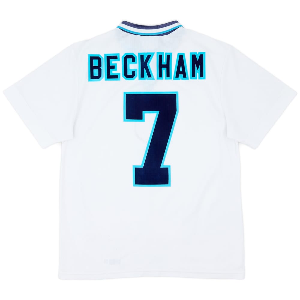 1995-97 England Home Shirt Beckham #7 - 8/10 - (M)