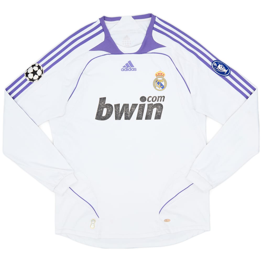 2007-08 Real Madrid Home L/S Shirt - 5/10 - (L)