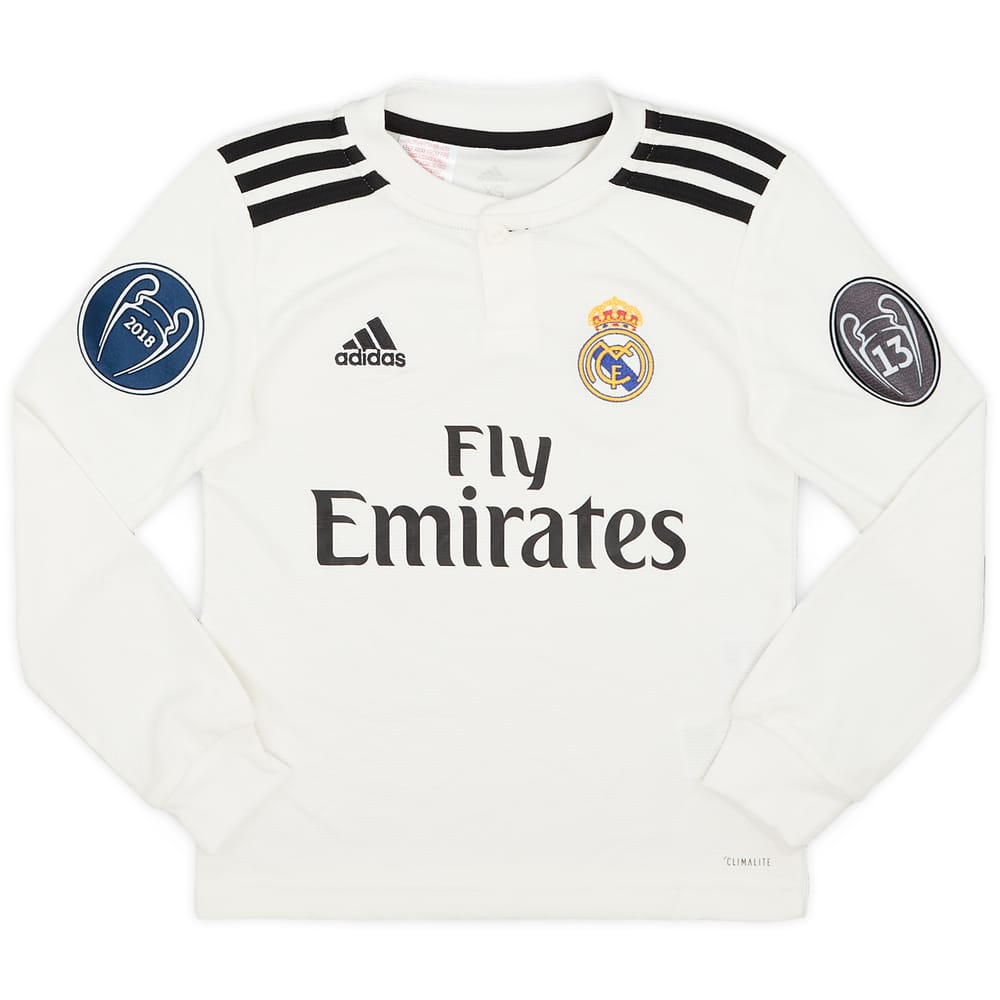 2018-19 Real Madrid Home L/S Shirt - 9/10 - (7-8 Years)