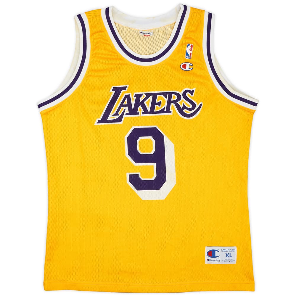 1993-98 LA Lakers Van Exel #9 Champion Home Jersey - 7/10 - (XL)