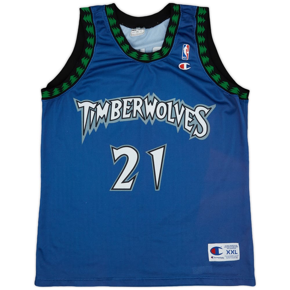 1996-07 Minnesota Timberwolves Garnett #21 Champion Away Jersey - 8/10 - (XXL)