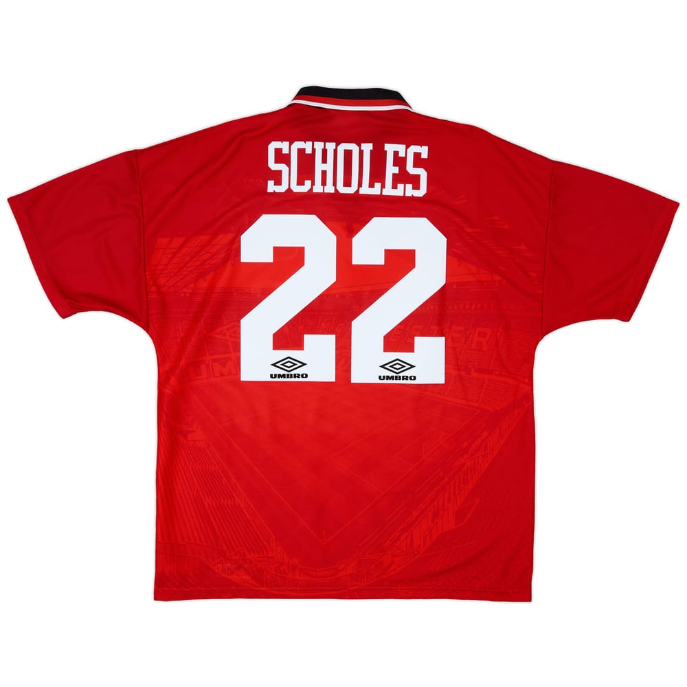 1994-96 Manchester United Home Shirt Scholes #22 - 9/10 - (L)