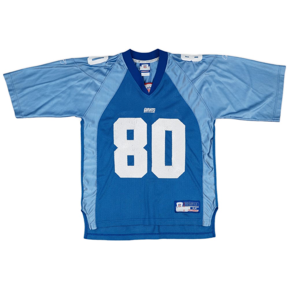 2002-04 New York Giants Shockey #80 Reebok On Field Home Jersey - 4/10 - (M)