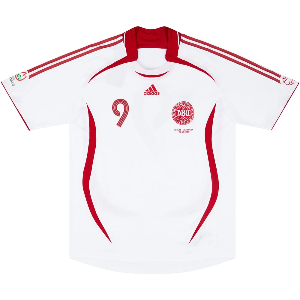 2007 Denmark Match Worn Away Shirt #9 (Tomasson) v Spain