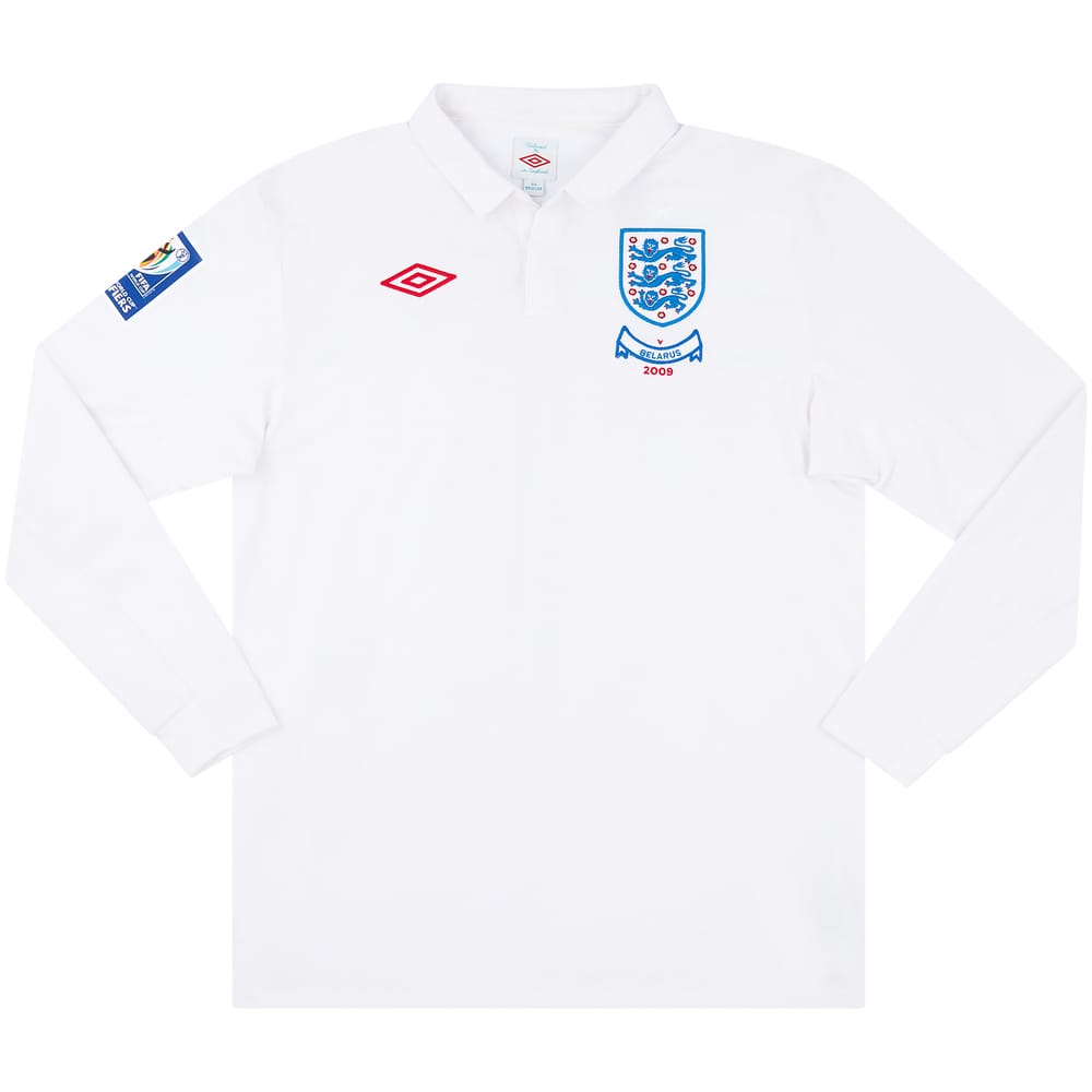 2009 England Match Issue Home L/S Shirt Heskey (v Belarus)