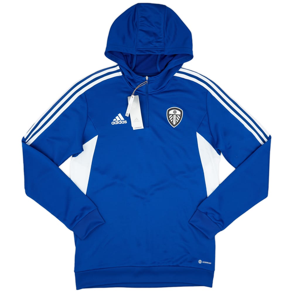 2022-23 Leeds United adidas 1/4 Zip Hooded Top (XS)