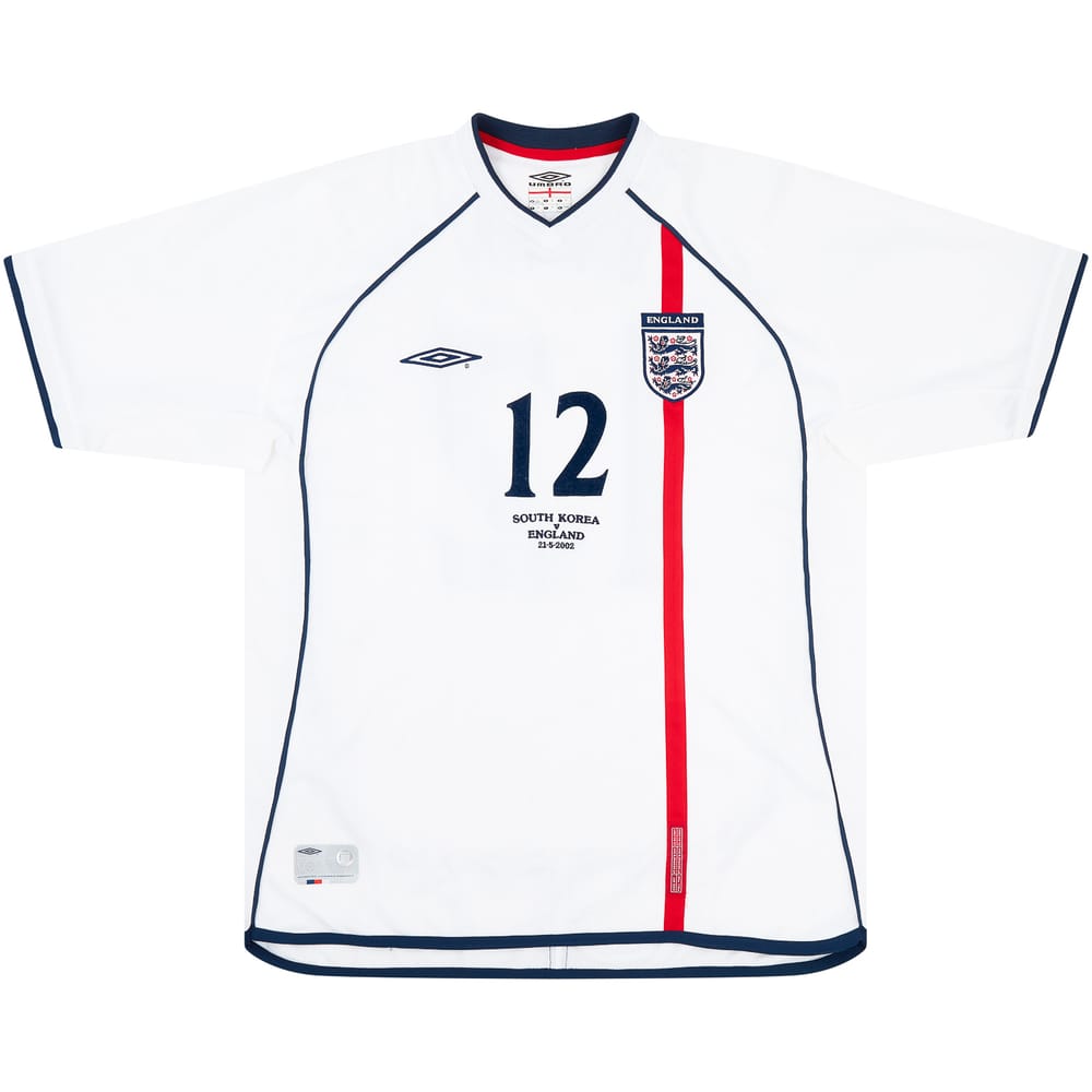 2002 England Match Worn Home Shirt Brown #12 (v South Korea)