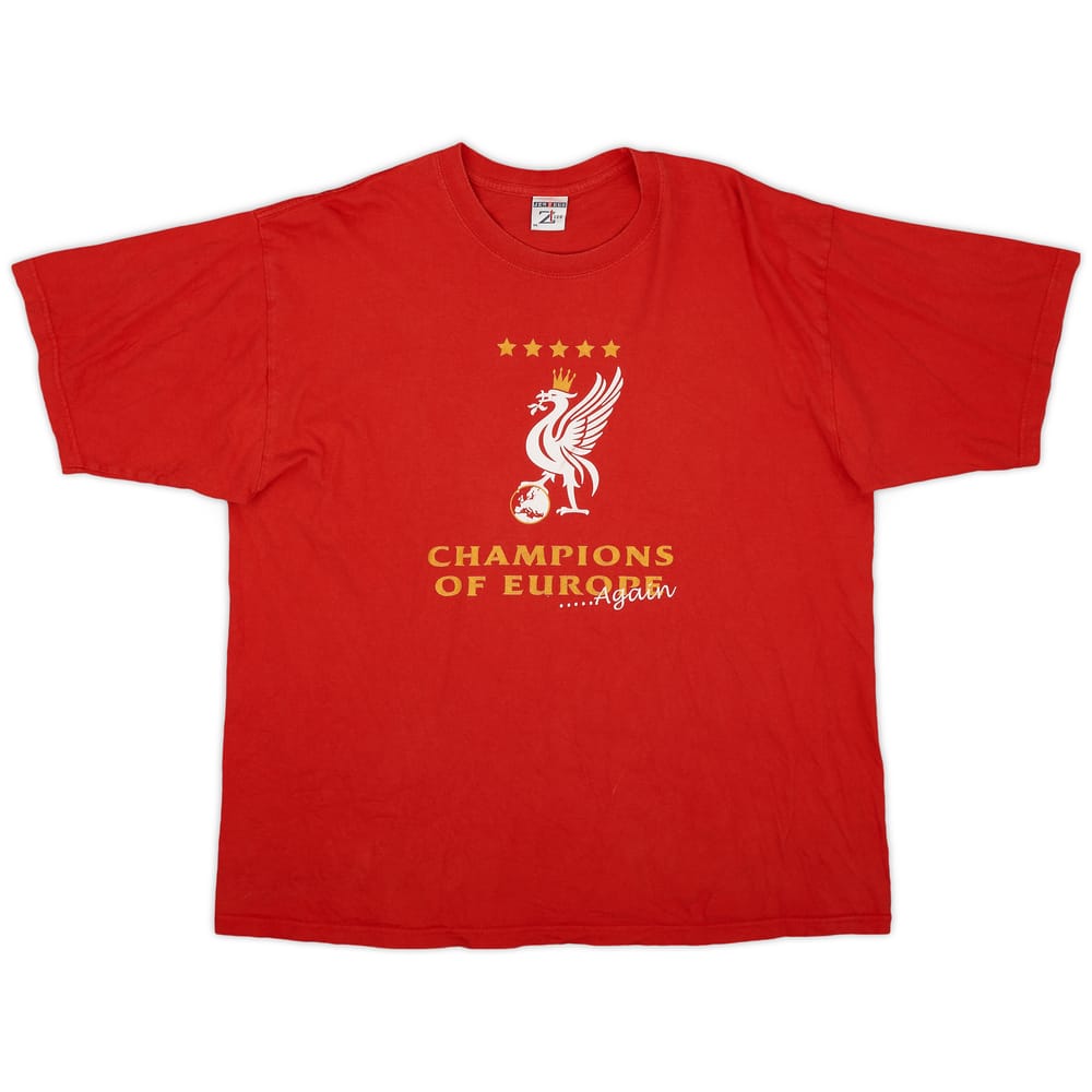 2005-06 Liverpool 'Champions of Europe Again' Cotton Tee - 5/10 - (XL)