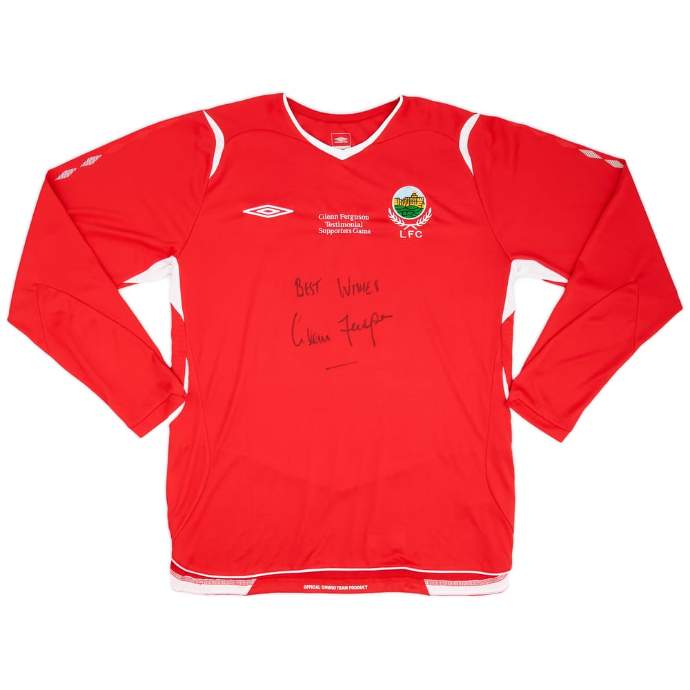 2009 Linfield Signed Glenn Ferguson Testimonial Supporters Game L/S Shirt Robertson #22 - 8/10 - (XL)