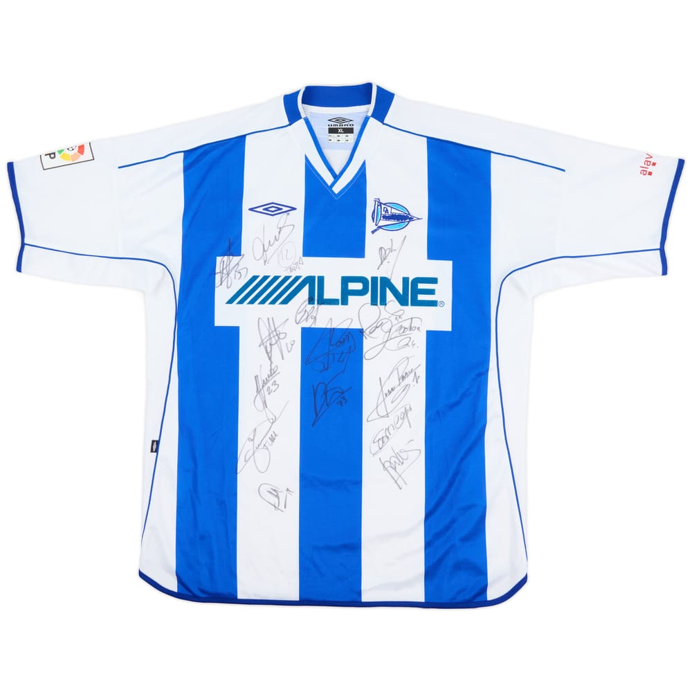 2002-03 Alaves Squad Signed Home Shirt - 9/10 - (XL)