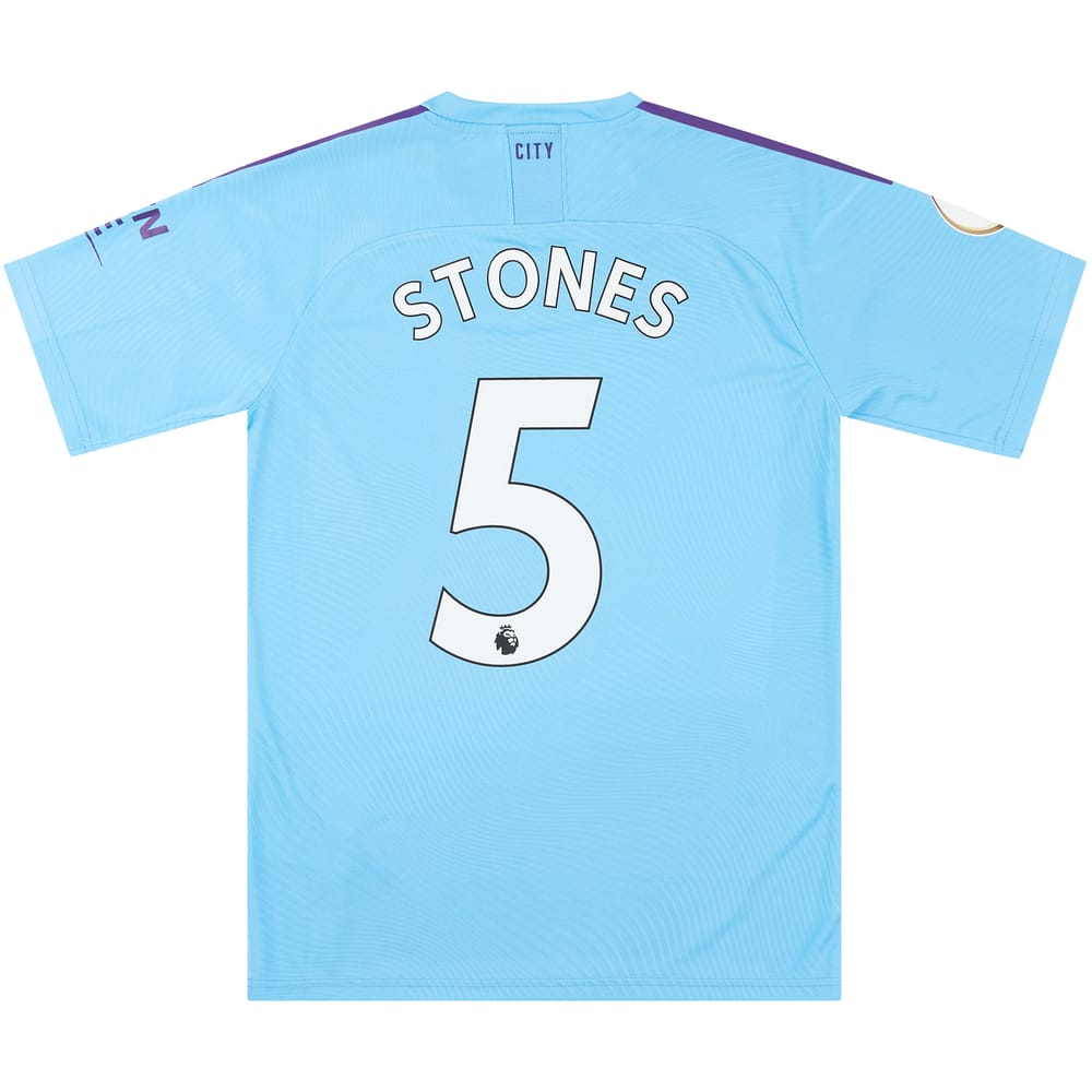 2019-20 Manchester City Match Issue Home Shirt Stones #5 (v Man Utd)
