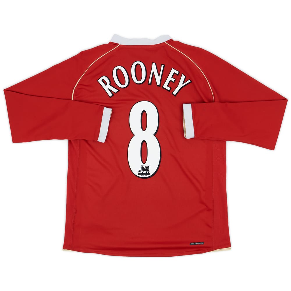 2006-07 Manchester United Home L/S Shirt Rooney #8 - 6/10 - (M)