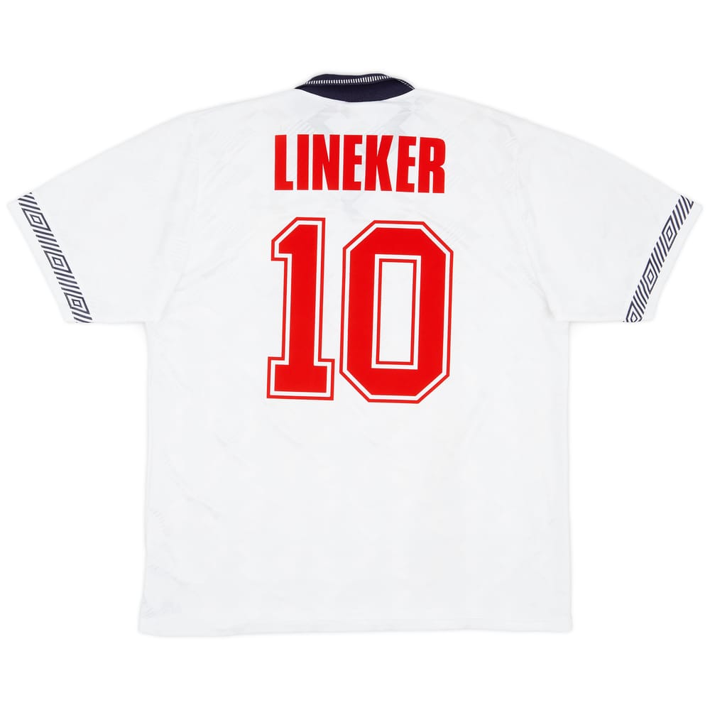 1990-92 England Home Shirt Lineker #10 - 8/10 - (L)