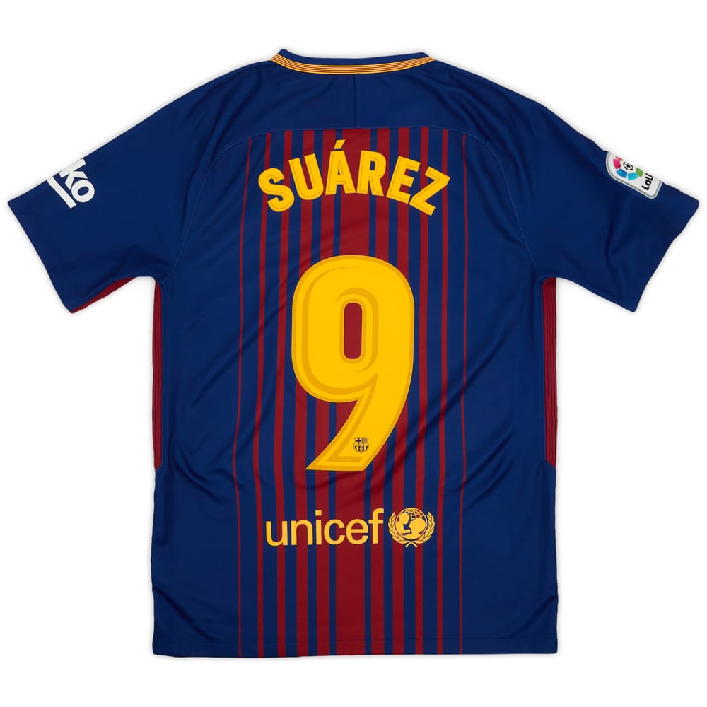 2017-18 Barcelona Home Shirt Suarez #9 - 9/10 - (S)