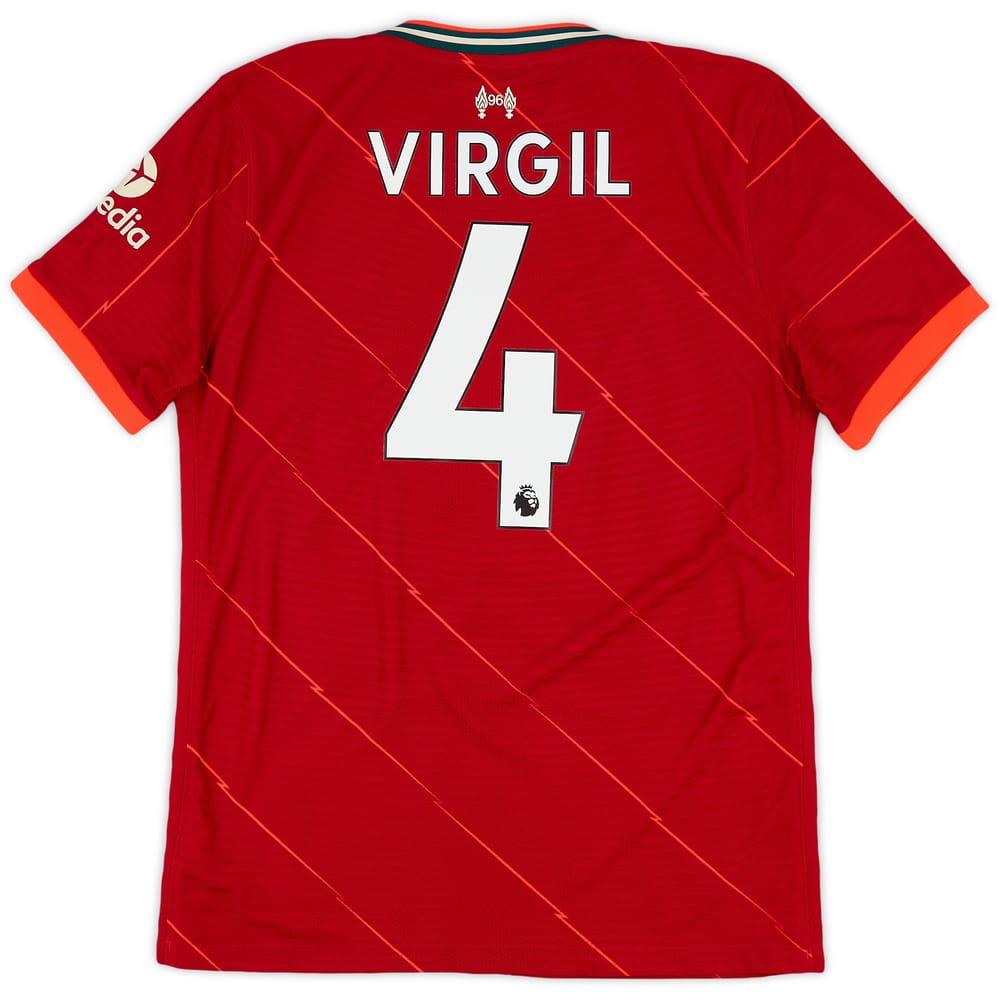 2021-22 Liverpool Authentic Home Shirt Virgil #4 - 8/10 - (M)