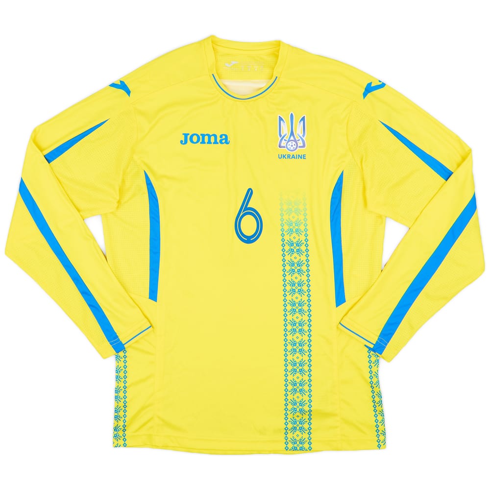 2017-18 Ukraine Home L/S Shirt #6 - 8/10 - (M)