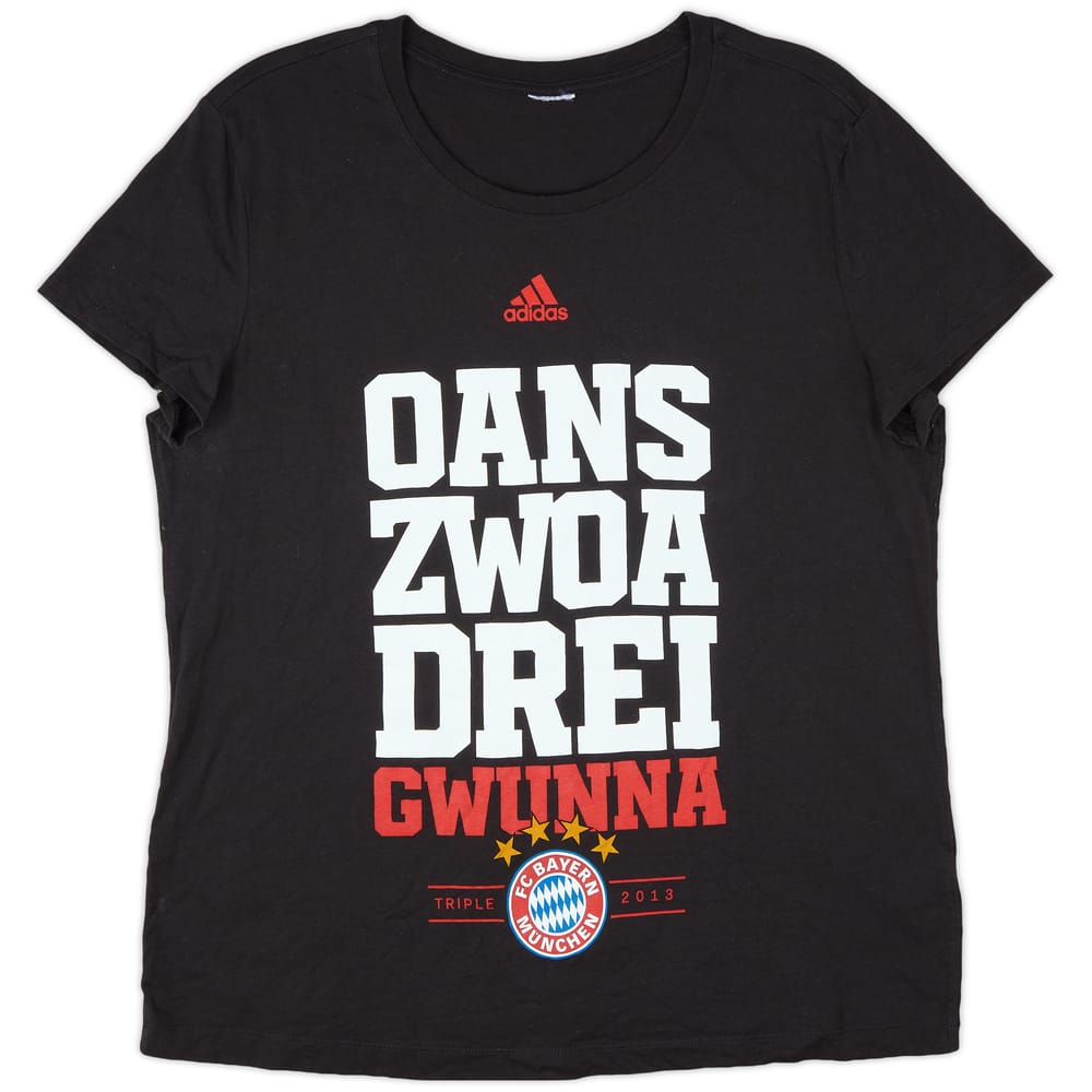 2013-14 Bayern Munich adidas 'OANS, ZWOA, DREI - GWUNNA' Graphic Tee - 8/10 - (Women's M)