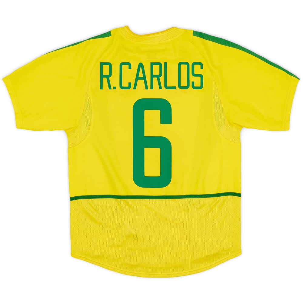 2002-04 Brazil Home Shirt R.Carlos #6 - 8/10 - (S)