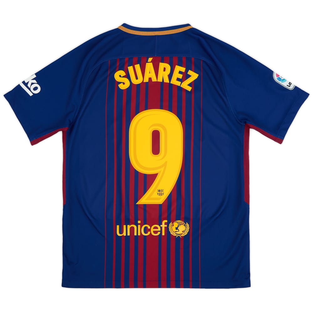 2017-18 Barcelona Home Shirt Suarez #9 - 7/10 - (M)