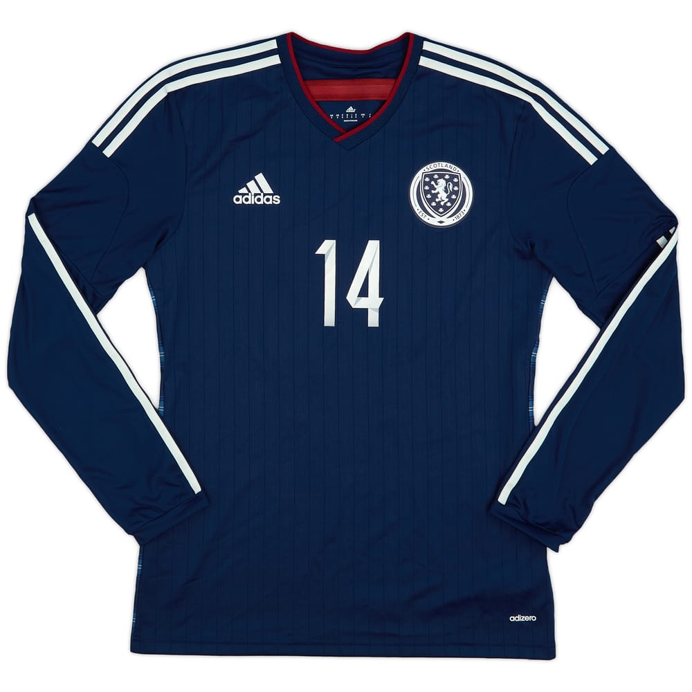 2014-15 Scotland Player Issue Home L/S Shirt #14 - 9/10 - (M)