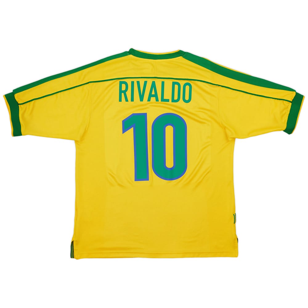 1998-00 Brazil Home Shirt Rivaldo #10 - 9/10 - (XL)