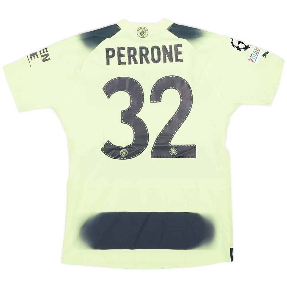 2022-23 Manchester City Match Issue Champions League Third Shirt Perrone #32