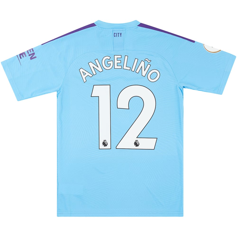 2019-20 Manchester City Match Issue Home Shirt Angelino #12