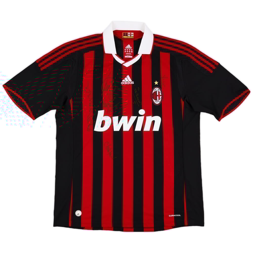 2009-10 AC Milan Squad Signed Home Shirt - 9/10 - (XL)