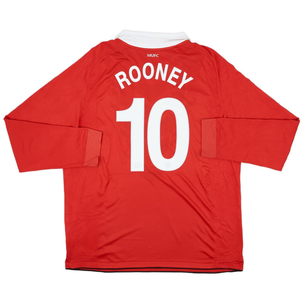 2010-11 Manchester United Home L/S Shirt Rooney #10 - 7/10 - (XXL)