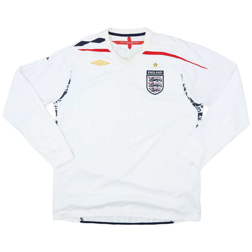 2007-09 England Home L/S Shirt - 6/10 - (XL)