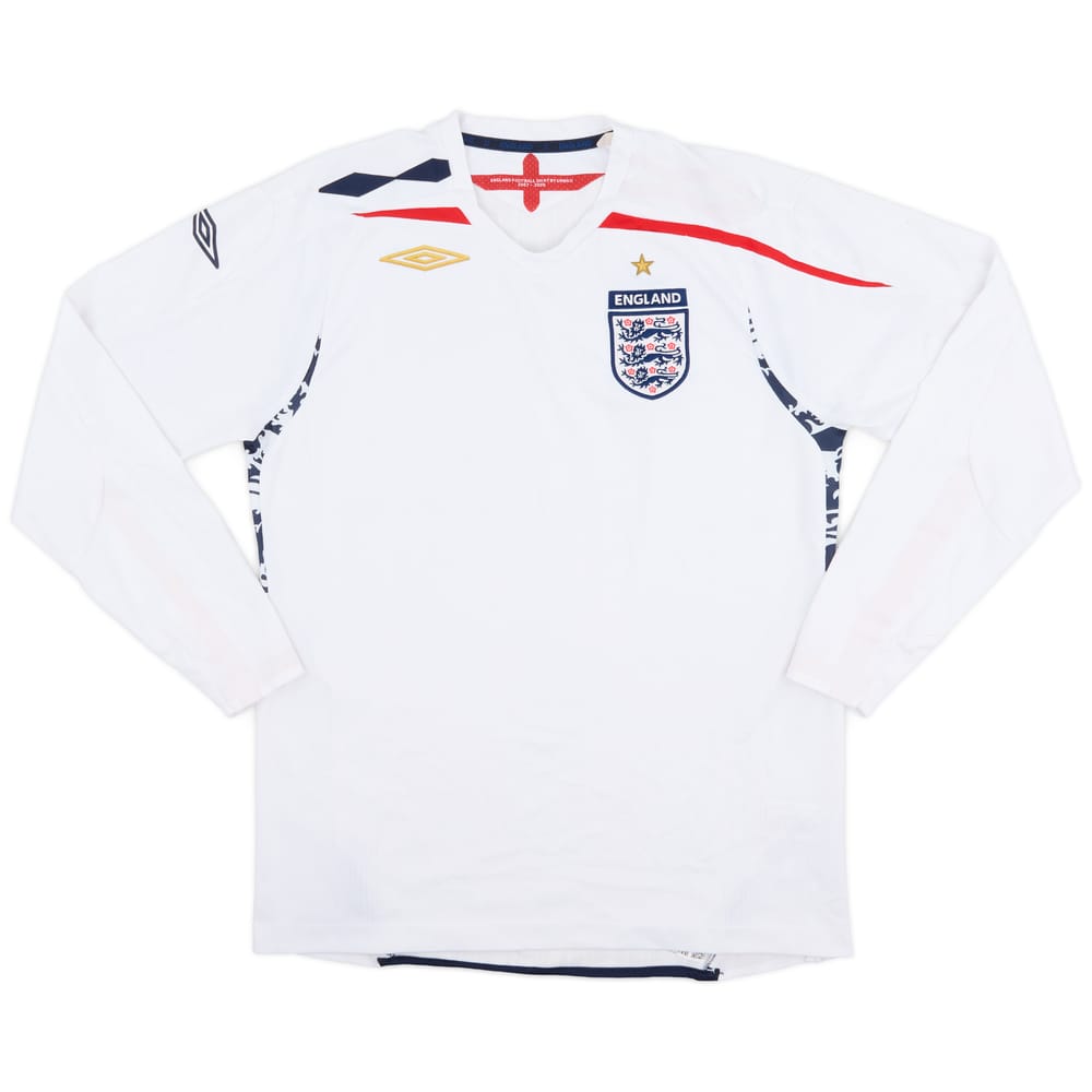 2007-09 England Home L/S Shirt - 7/10 - (M)