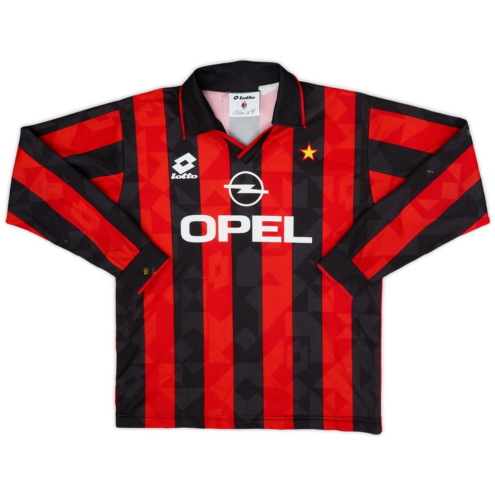 1994-95 AC Milan Home L/S Shirt - 5/10 - (M.Boys)