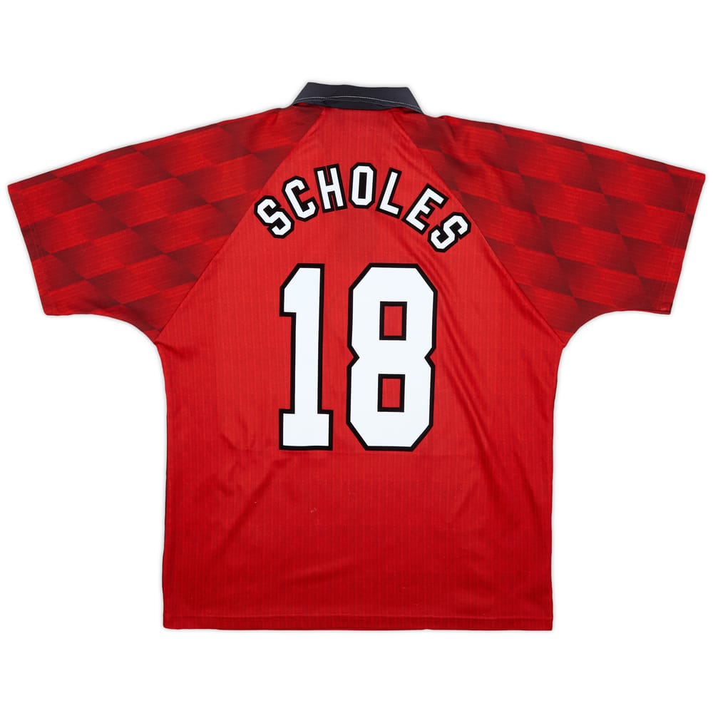 1996-98 Manchester United Home Shirt Scholes #18 - 9/10 - (L)