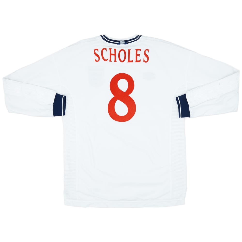 1999-01 England Home L/S Shirt Scholes #8 - 8/10 - (XL)