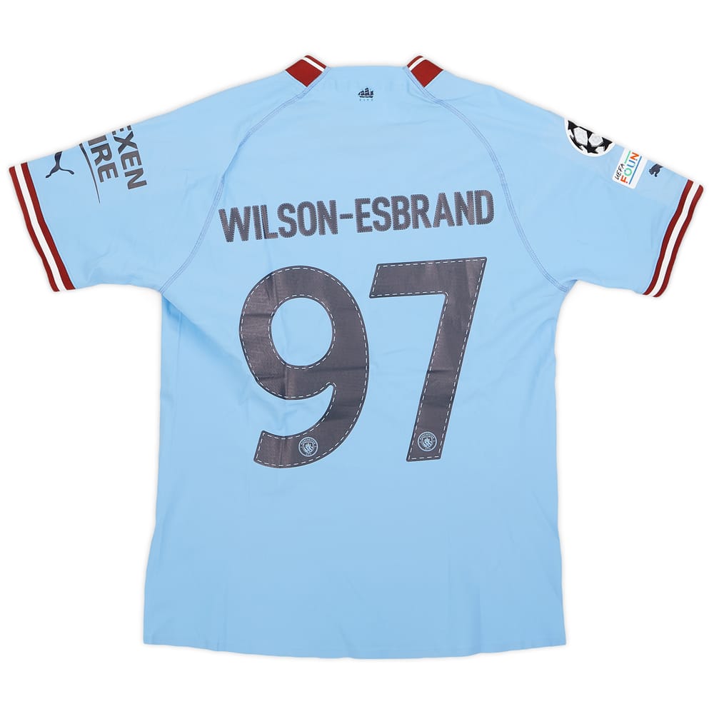 2022-23 Manchester City Match Issue Champions League Home Shirt Wilson-Esbrand #97
