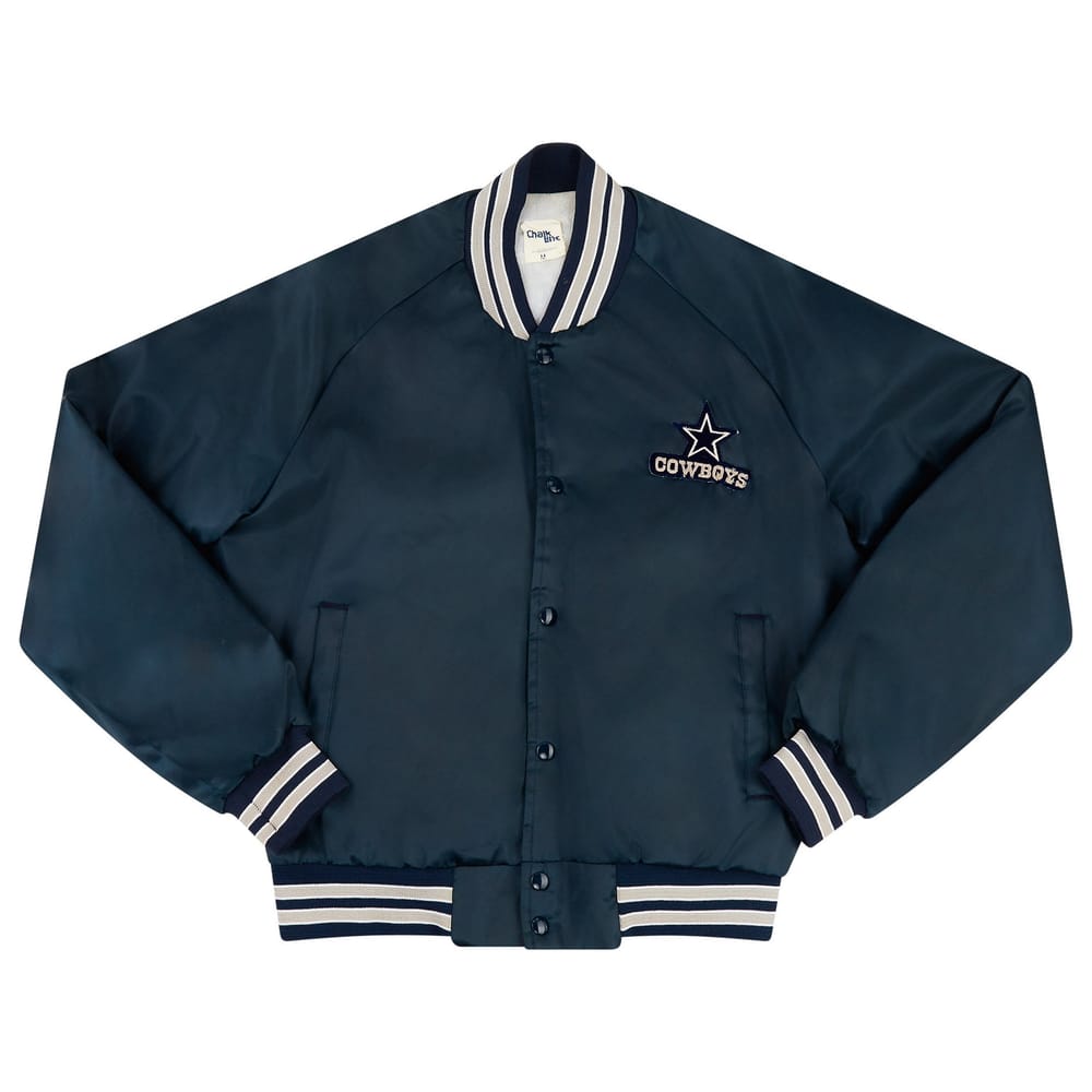 1990s Dallas Cowboys Chalk Line Satin Varsity Jacket M